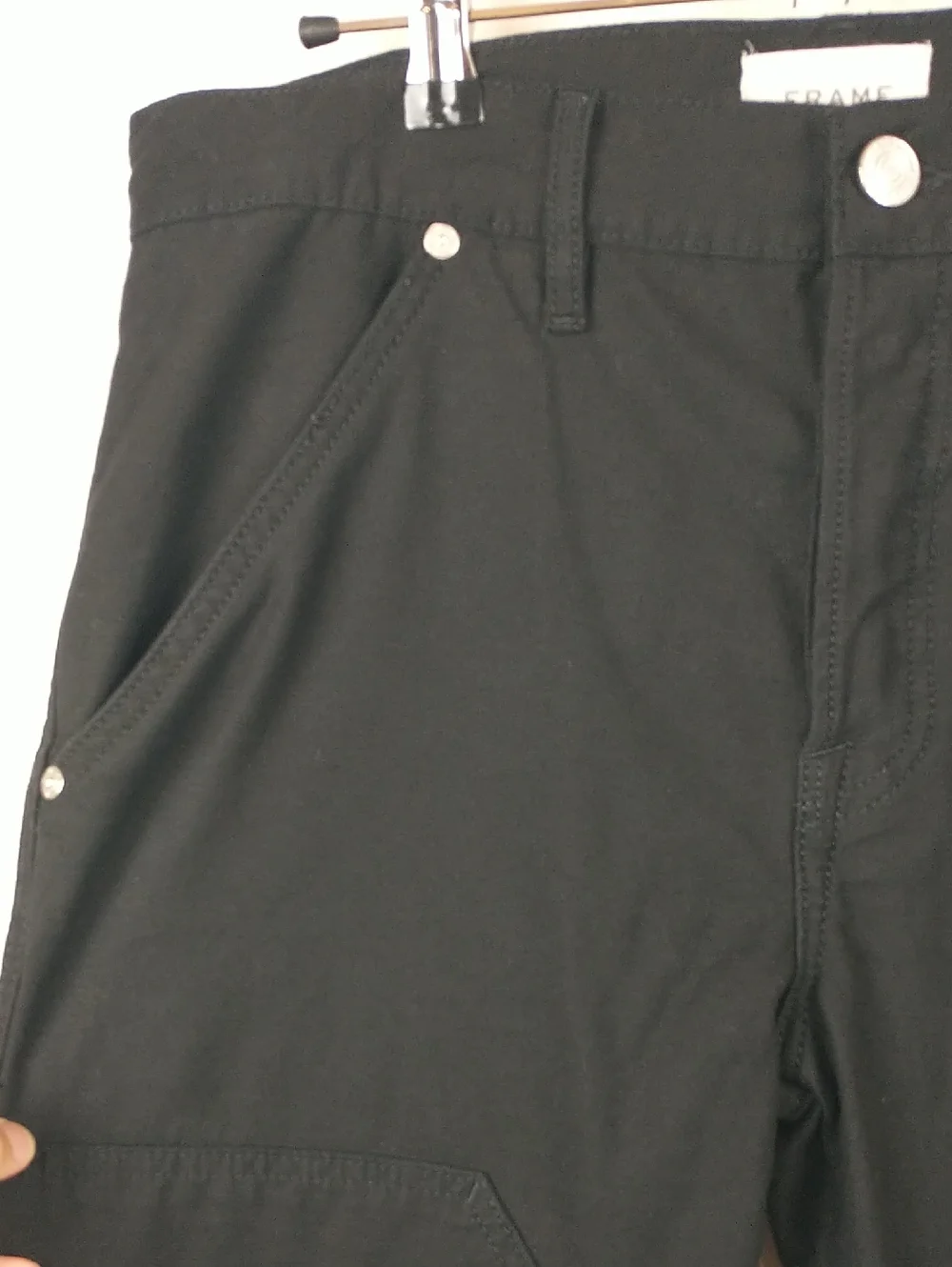 Frame Le Slouch Utility Straight Leg Jeans Womens 26 Black Carpenter Double Knee
